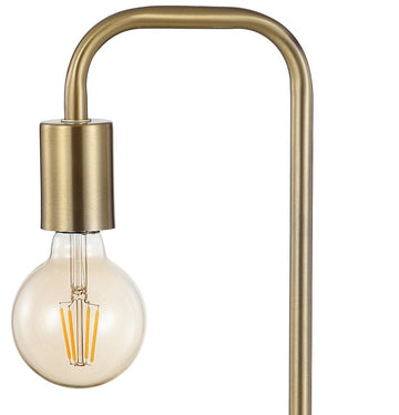 Axel 20.5" Minimalist Glam Gold Pipe Metal/Marble LED Table Lamp - JONATHAN Y
